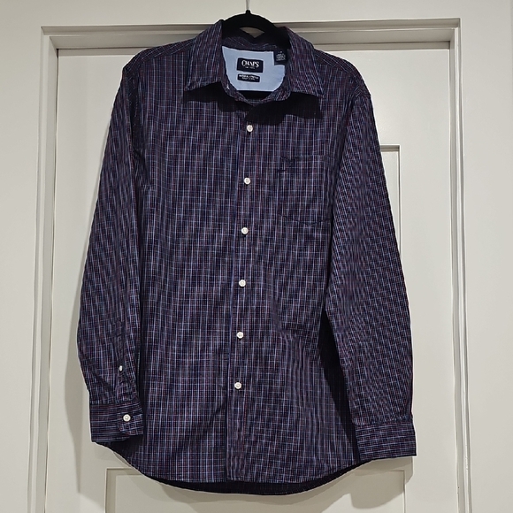 Chaps Blue Casual Button Down Shirt with Plaid Design - Picture 1 of 6